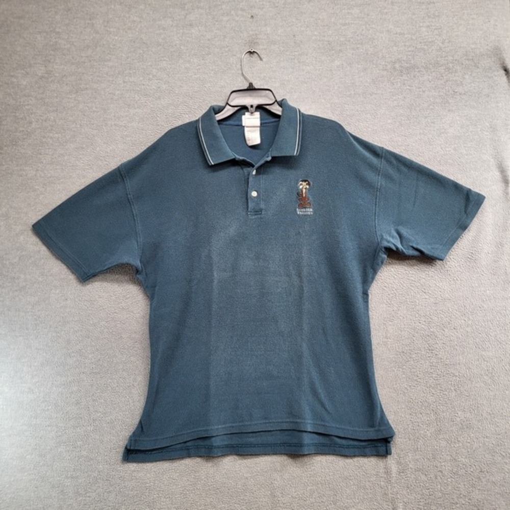 Warner Bros.‎ Men Polo Shirt Large Blue Road Runner Cranium Fullius Y2K Collar